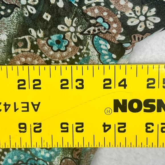 Lane Bryant Blouse Women's Size 18/20 Brown/Teal Floral Geometric Asymmetrical - Picture 6 of 8